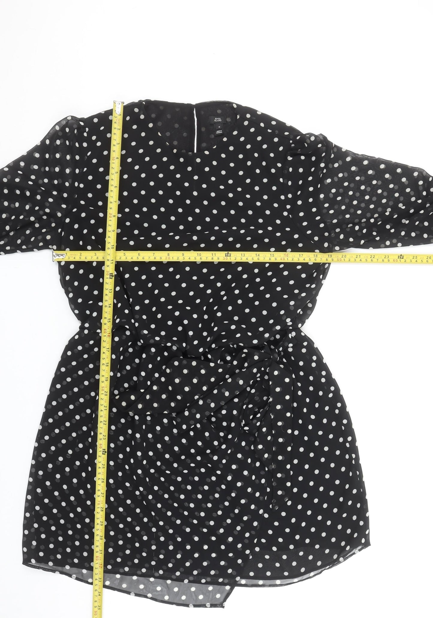 River Island Women Black Polka Dot Long Sleeve Playsuit Size 16