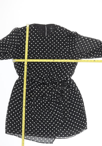River Island Women Black Polka Dot Long Sleeve Playsuit Size 16