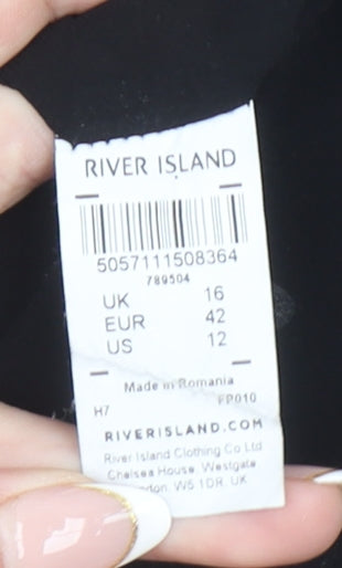 River Island Women Black Polka Dot Long Sleeve Playsuit Size 16