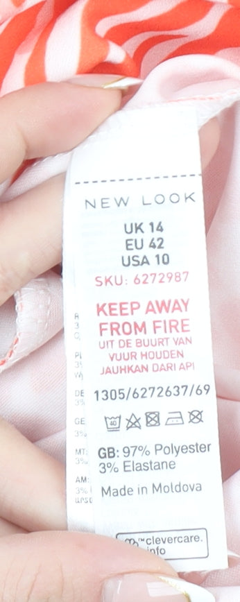 New Look Women's Orange Animal Print Off Shoulder Playsuit Size 14