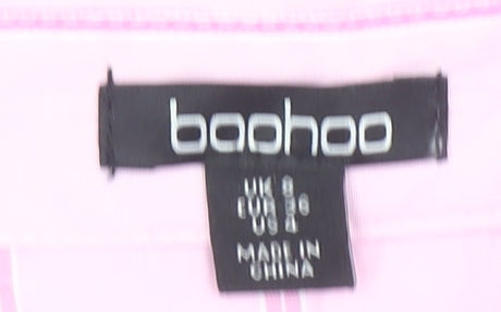 Boohoo Women’s Pink Striped Long Sleeve Button-Up Shirt Size 8