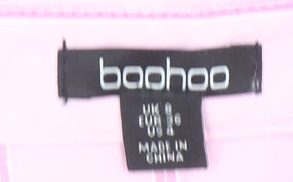Boohoo Women’s Pink Striped Long Sleeve Button-Up Shirt Size 8