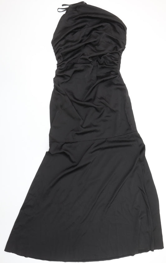 PrettyLittleThing Women's Black One Shoulder Bodycon Maxi Dress Size 14