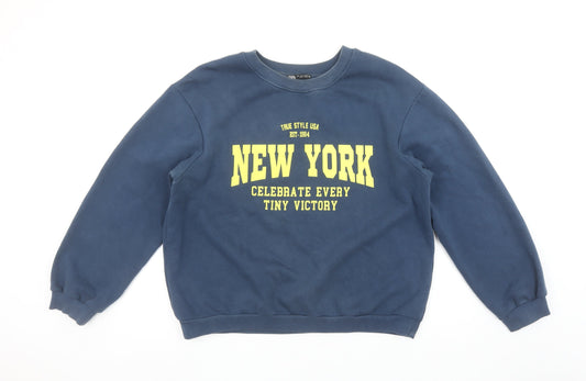Womens UK Size L Zara Blue Pullover Sweatshirt