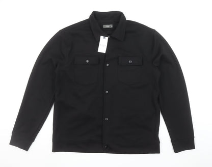 Easy Men's Black Regular Fit Long Sleeve Snap Button-Up Shirt