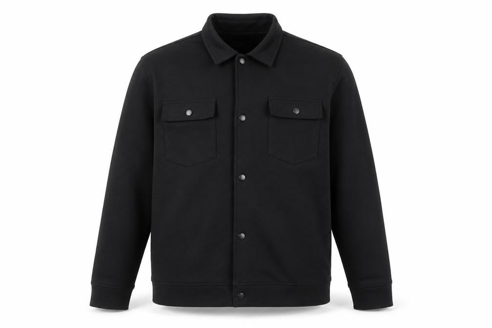 Easy Men's Black Regular Fit Long Sleeve Snap Button-Up Shirt