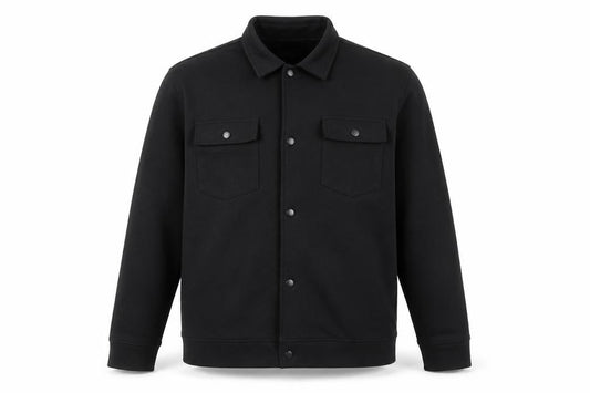 Front view of Easy Men's Black Regular Fit Long Sleeve Snap Button-Up Shirt