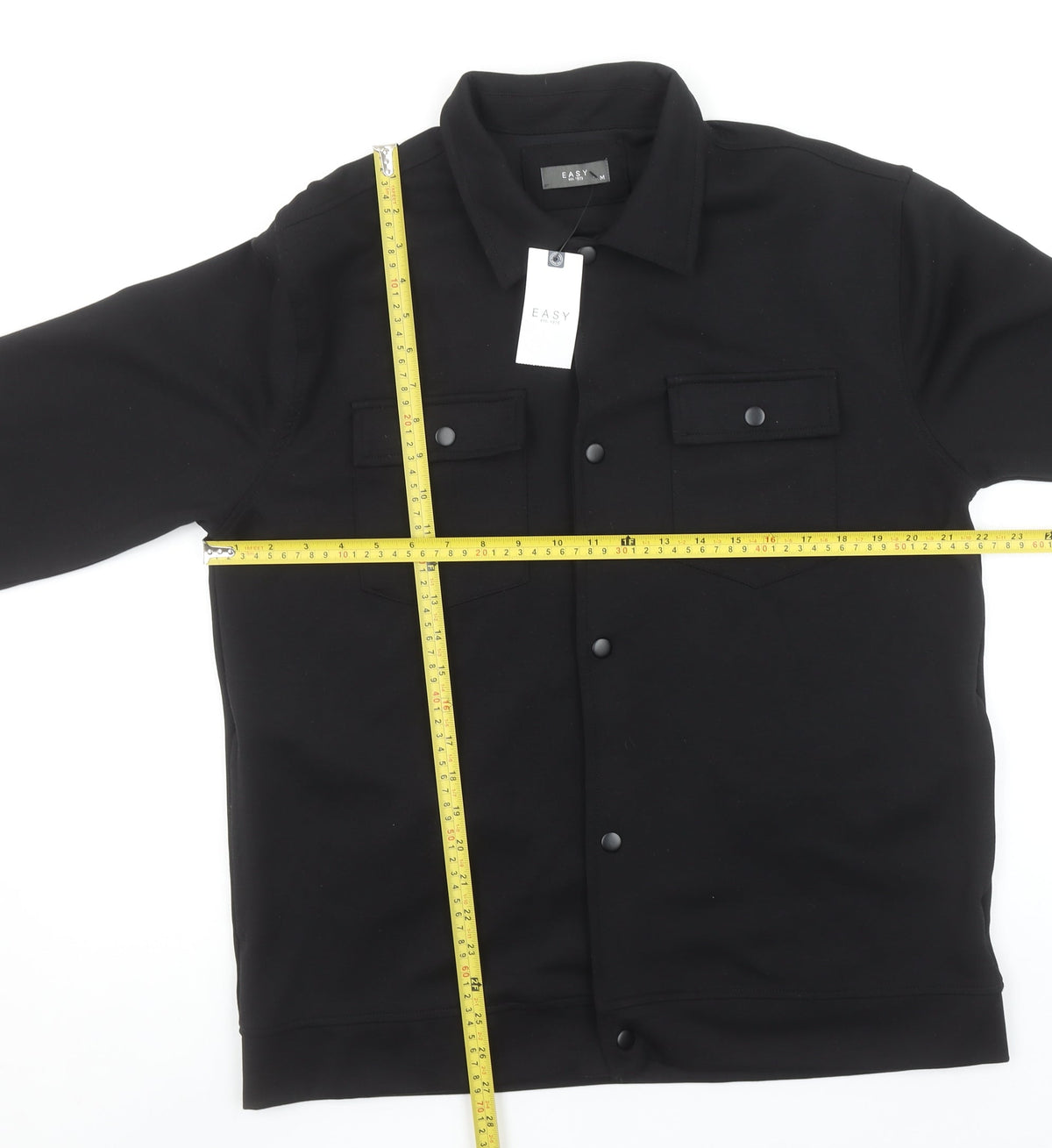 Easy Men's Black Regular Fit Long Sleeve Snap Button-Up Shirt