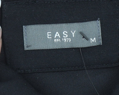 Easy Men's Black Regular Fit Long Sleeve Snap Button-Up Shirt