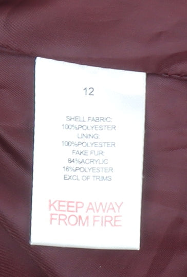Womens UK Size 12 B.YOU Red Puffer Jacket