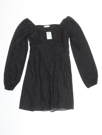 Primark Teens Black Mini Puff Sleeve Square Neck Dress 14-15