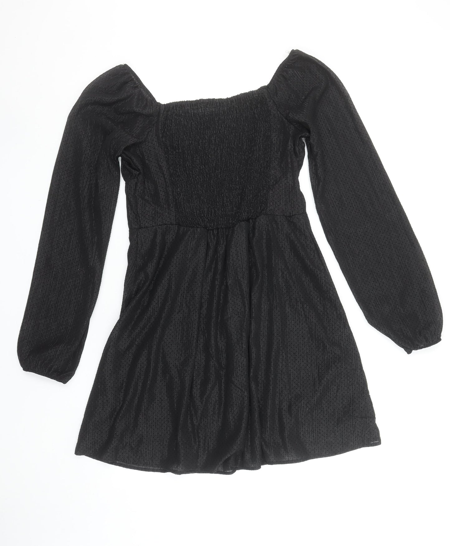 Primark Teens Black Mini Puff Sleeve Square Neck Dress 14-15