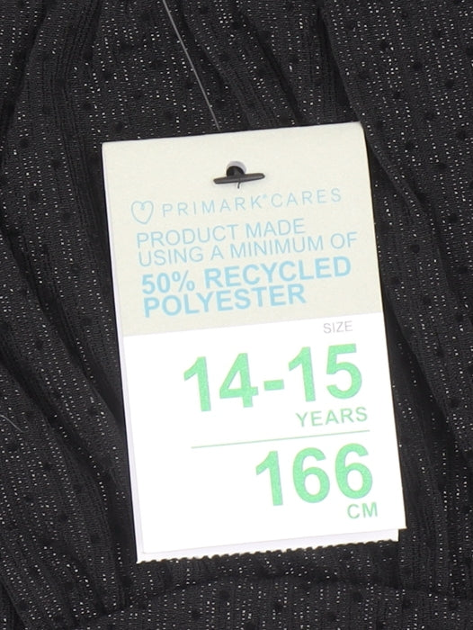 Primark Teens Black Mini Puff Sleeve Square Neck Dress 14-15
