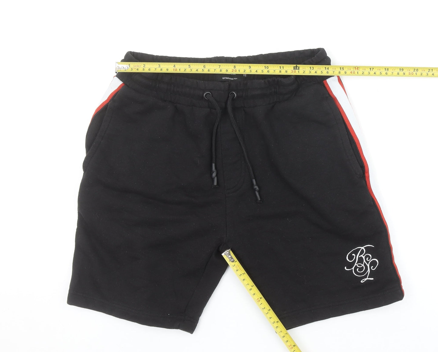 Brave Soul Men’s Black Sweat Shorts Medium Elastic Waist Casual