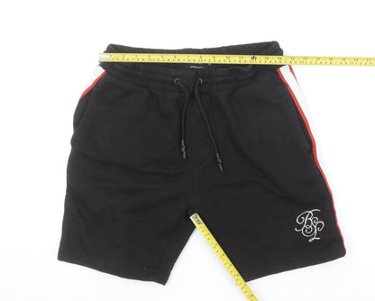 Brave Soul Men’s Black Sweat Shorts Medium Elastic Waist Casual