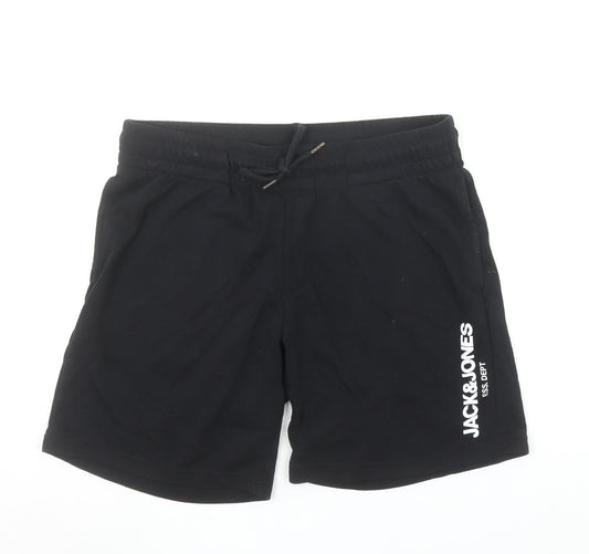 Jack & Jones Mens Black Sweat Shorts M Casual Drawstring Logo