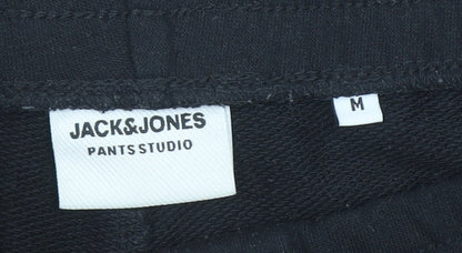 Jack & Jones Mens Black Sweat Shorts M Casual Drawstring Logo