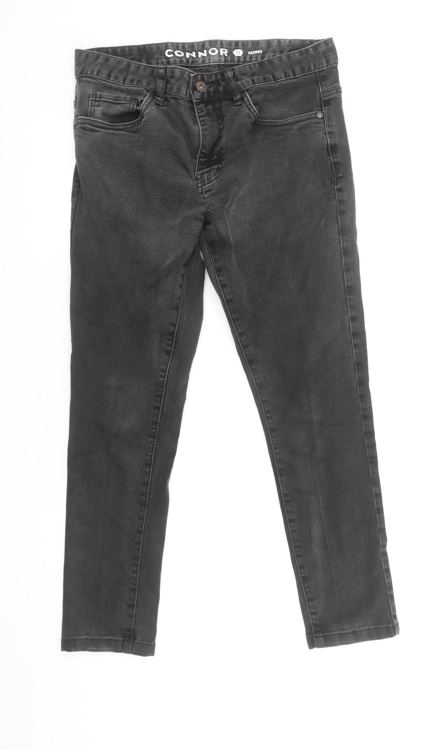 Unisex Adultss UK Size 32 Connor Slim Fit Skinny Black Jeans