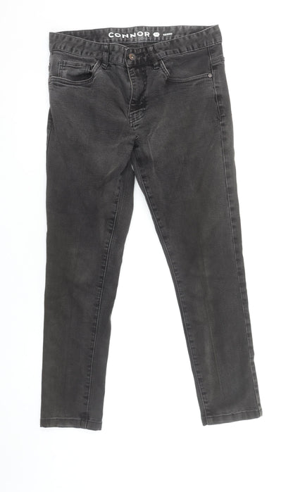 Unisex Adultss UK Size 32 Connor Slim Fit Skinny Black Jeans