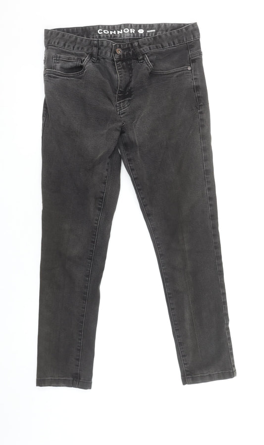 Unisex Adultss UK Size 32 Connor Slim Fit Skinny Black Jeans