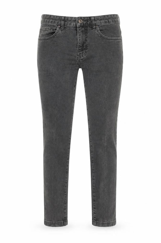 Front view of Connor unisex black skinny jeans, size 32 slim, fit denim