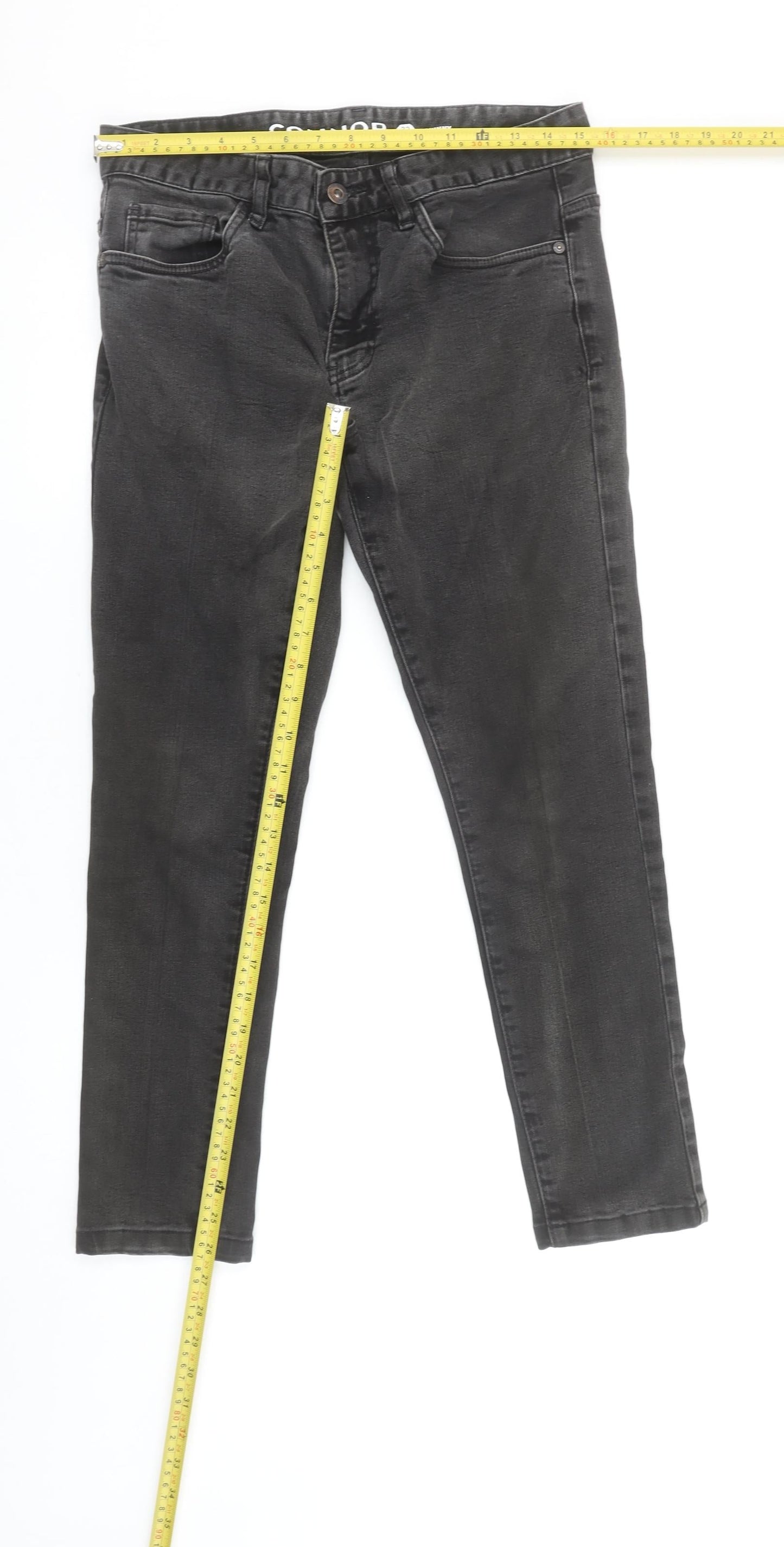 Unisex Adultss UK Size 32 Connor Slim Fit Skinny Black Jeans