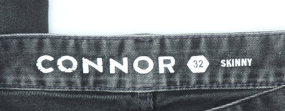 Unisex Adultss UK Size 32 Connor Slim Fit Skinny Black Jeans