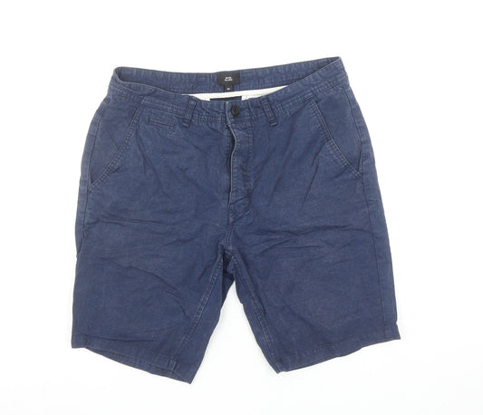 River Island Men's Blue Chino Shorts Size 32 Regular Cotton