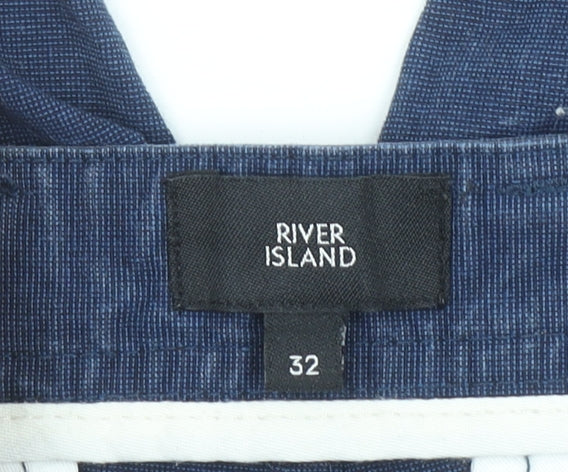 River Island Men's Blue Chino Shorts Size 32 Regular Cotton