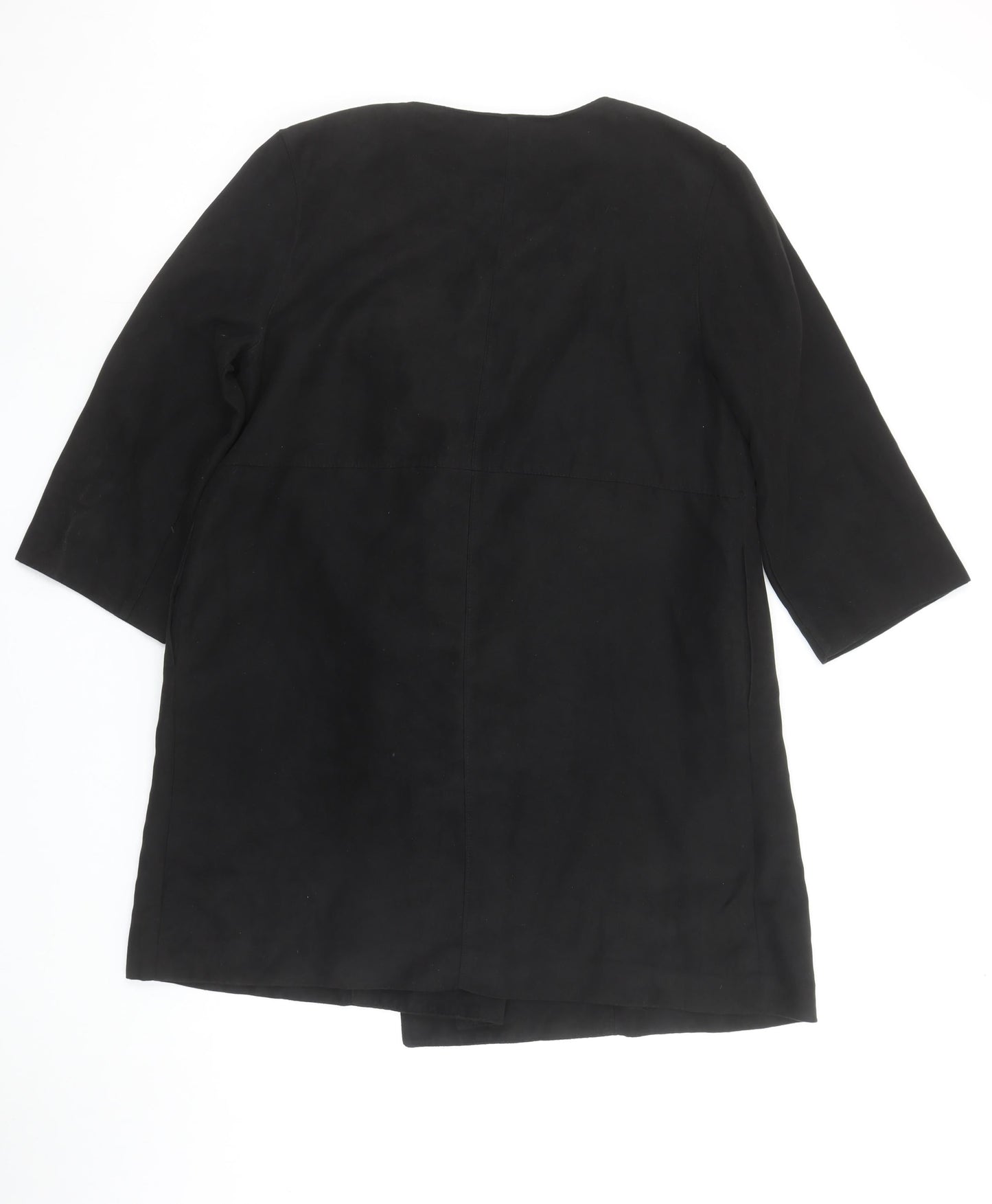 H&M Women Black Mid-Length Open Front Coat Size 12