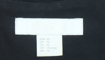 H&M Women Black Mid-Length Open Front Coat Size 12