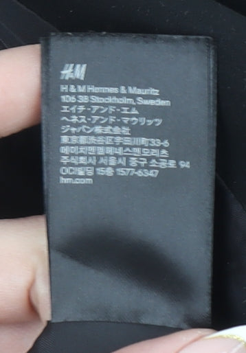 H&M Women Black Mid-Length Open Front Coat Size 12