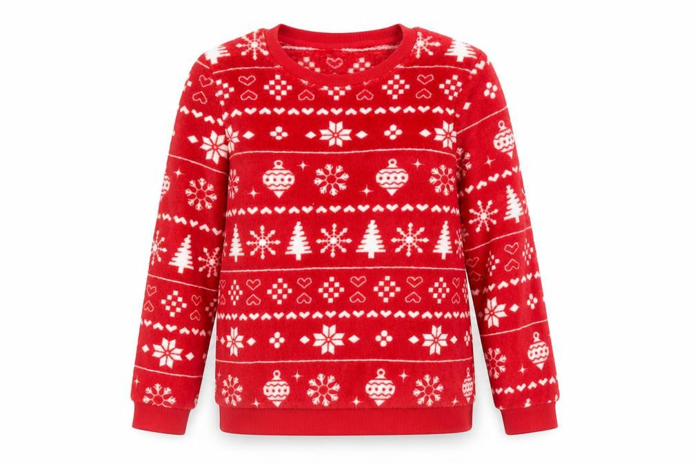 Dunnes Women's Red Fleece Christmas Pyjama Top Size S