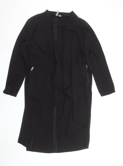H&M Divided Black Women's Size 12 Mid-Length Open Trench Coat