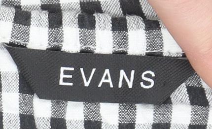 Evans Womens Black Check Embroidered Off Shoulder Cotton Blouse Size 26