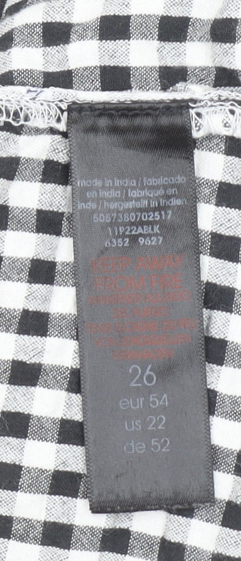 Evans Womens Black Check Embroidered Off Shoulder Cotton Blouse Size 26