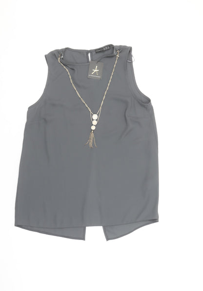 Womens UK Size 12 Atmosphere Grey Tunic Blouse