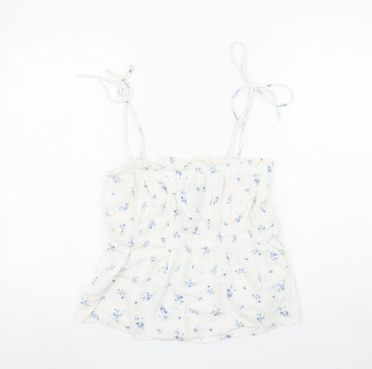 New Look Women's White Floral Camisole Tank Top Size 10