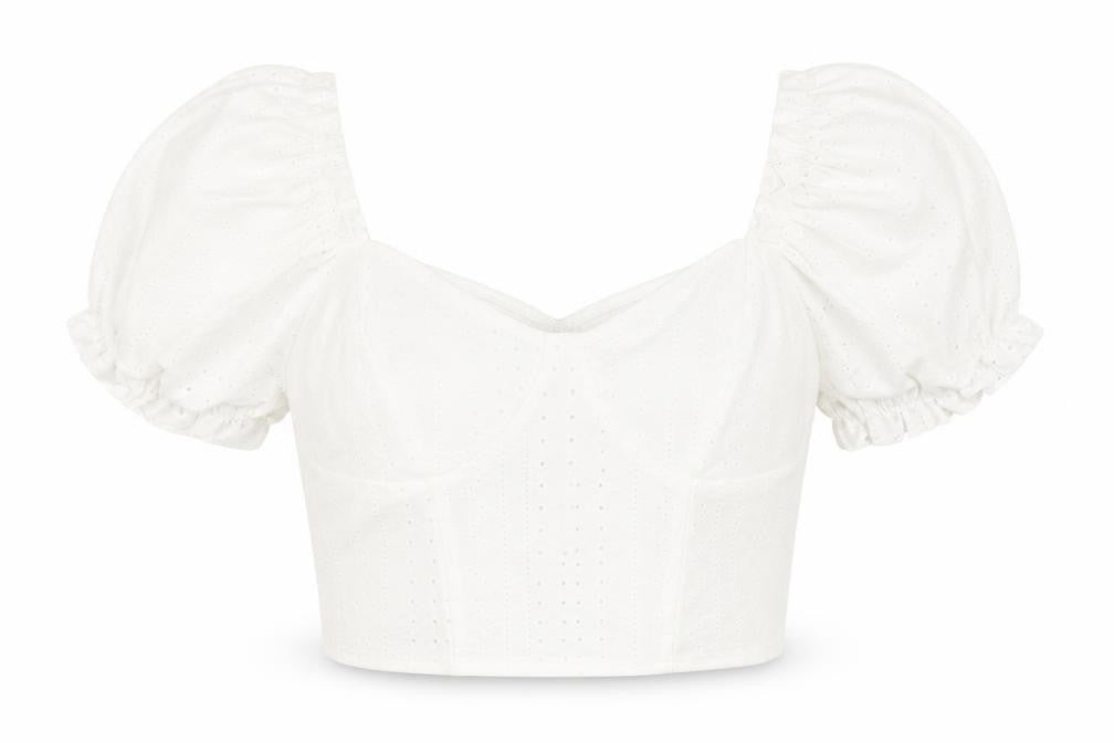 Womens UK Size 10 New Look White Cropped Blouse
