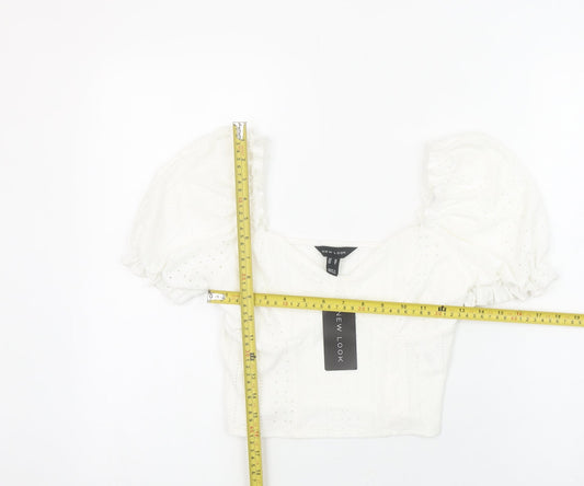 Womens UK Size 10 New Look White Cropped Blouse