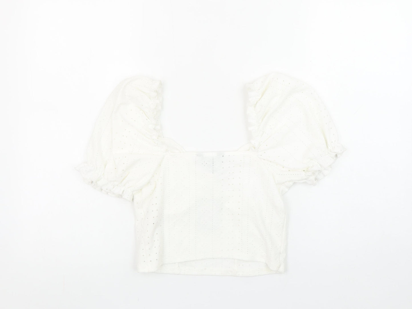 Womens UK Size 10 New Look White Cropped Blouse