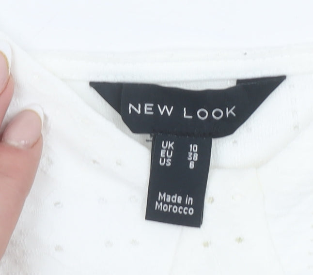 Womens UK Size 10 New Look White Cropped Blouse