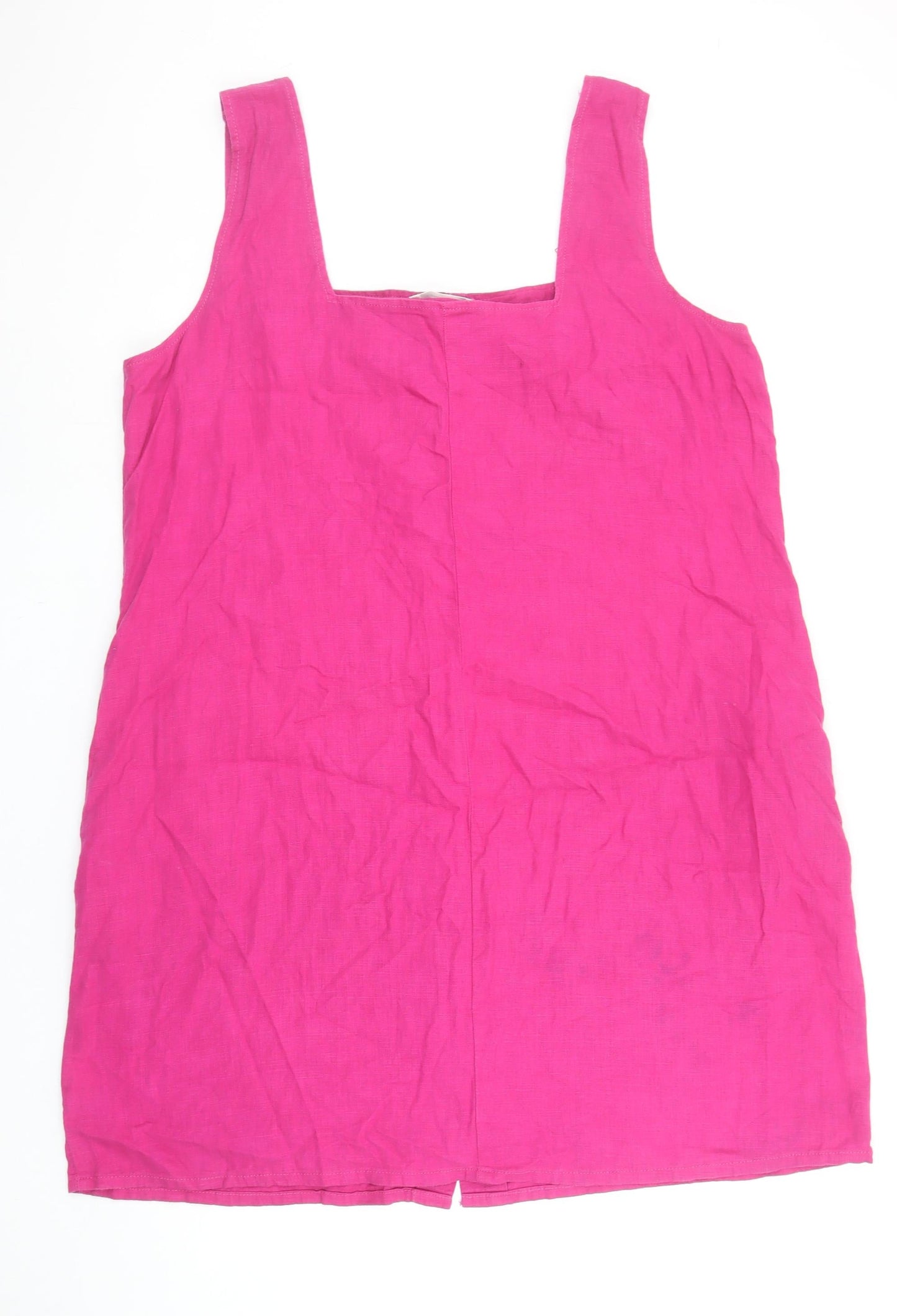 Next Women’s Pink Linen Blend Button Pinafore Dress Size 20