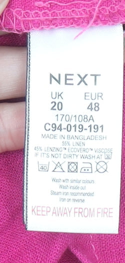 Next Women’s Pink Linen Blend Button Pinafore Dress Size 20