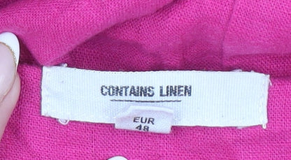 Next Women’s Pink Linen Blend Button Pinafore Dress Size 20