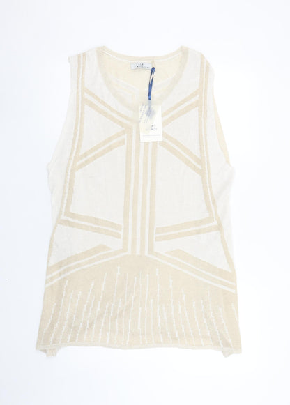 Womens UK Size M/L Lady District Beige Vest Jumper