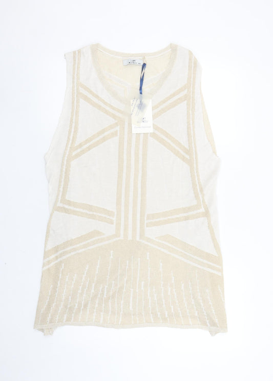 Womens UK Size M/L Lady District Beige Vest Jumper