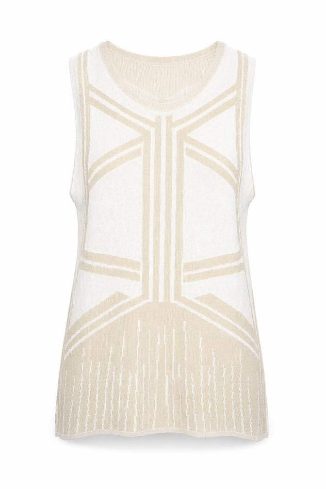 Womens UK Size M/L Lady District Beige Vest Jumper