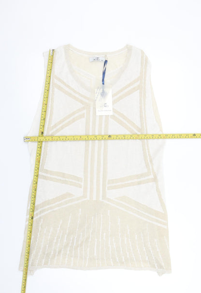 Womens UK Size M/L Lady District Beige Vest Jumper