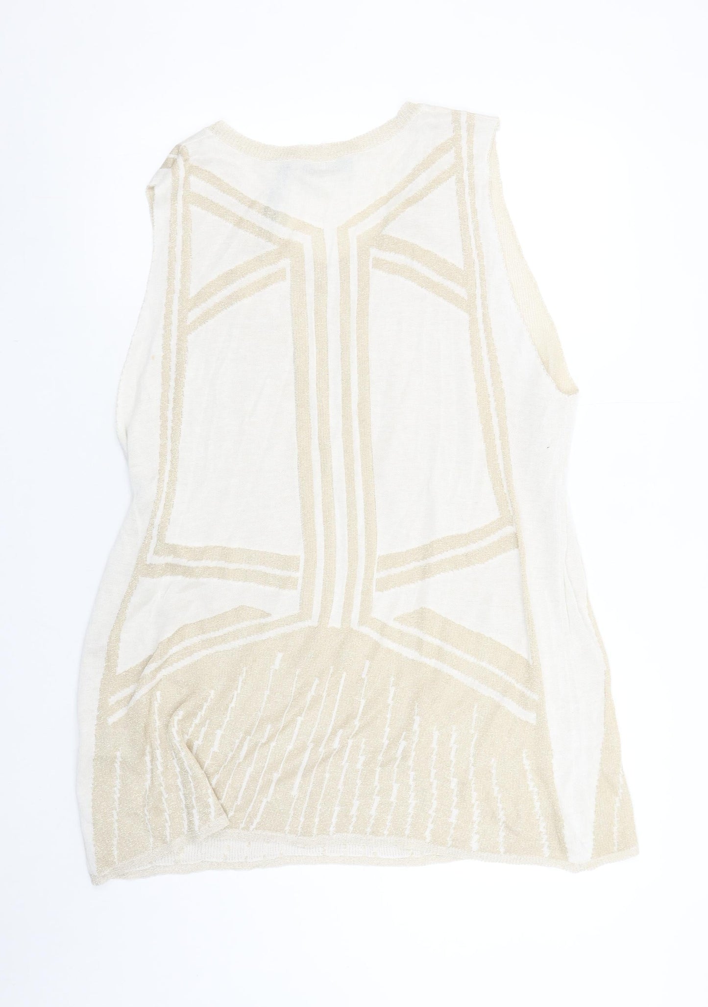 Womens UK Size M/L Lady District Beige Vest Jumper